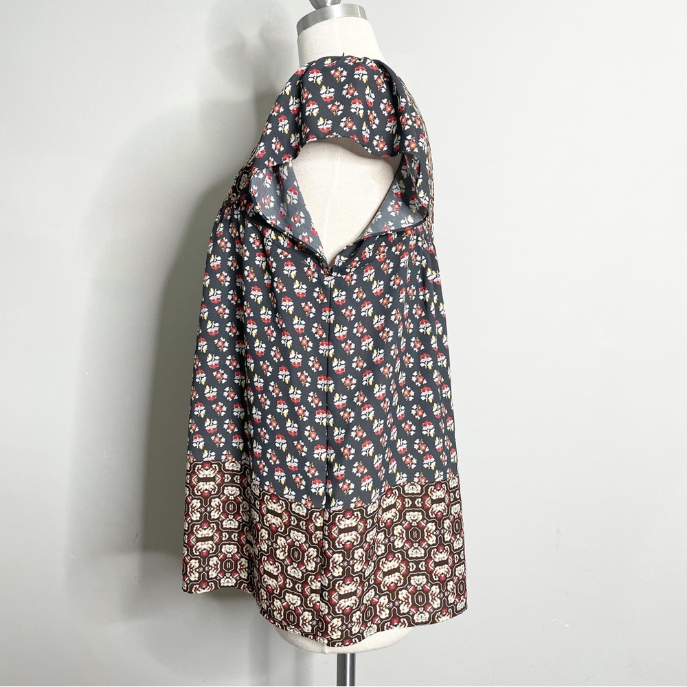 NYDJ Short Sleeve Tie Neck Floral Print Blouse - Picture 3 of 10